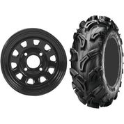Set of 2 Mounted Wheel and Tire Kit Wheel: 12x7 4+3 4/137 Tire: 28x10-12 6 Ply