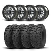 Set of Four Bullite Blade Wheels 14" Gray And Kenda K587 Bearclaw HTR Tires [28x11R-14]