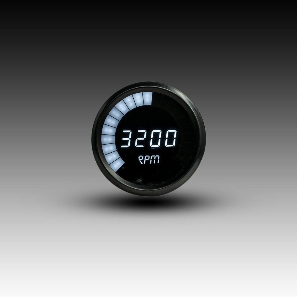 Intellitronix LED Digital Bargraph Memory Tachometer - Black Bezel - White