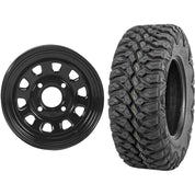 Set of 2 Mounted Wheel and Tire Kit Wheel: 12x7 4+3 4/110 Tire: 26x11-12 8 Ply