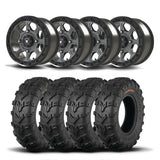 Juego de cuatro ruedas Bullite Ruler de 14" grises y neumáticos Kenda K592 Bearclaw EVO [26x11-14]