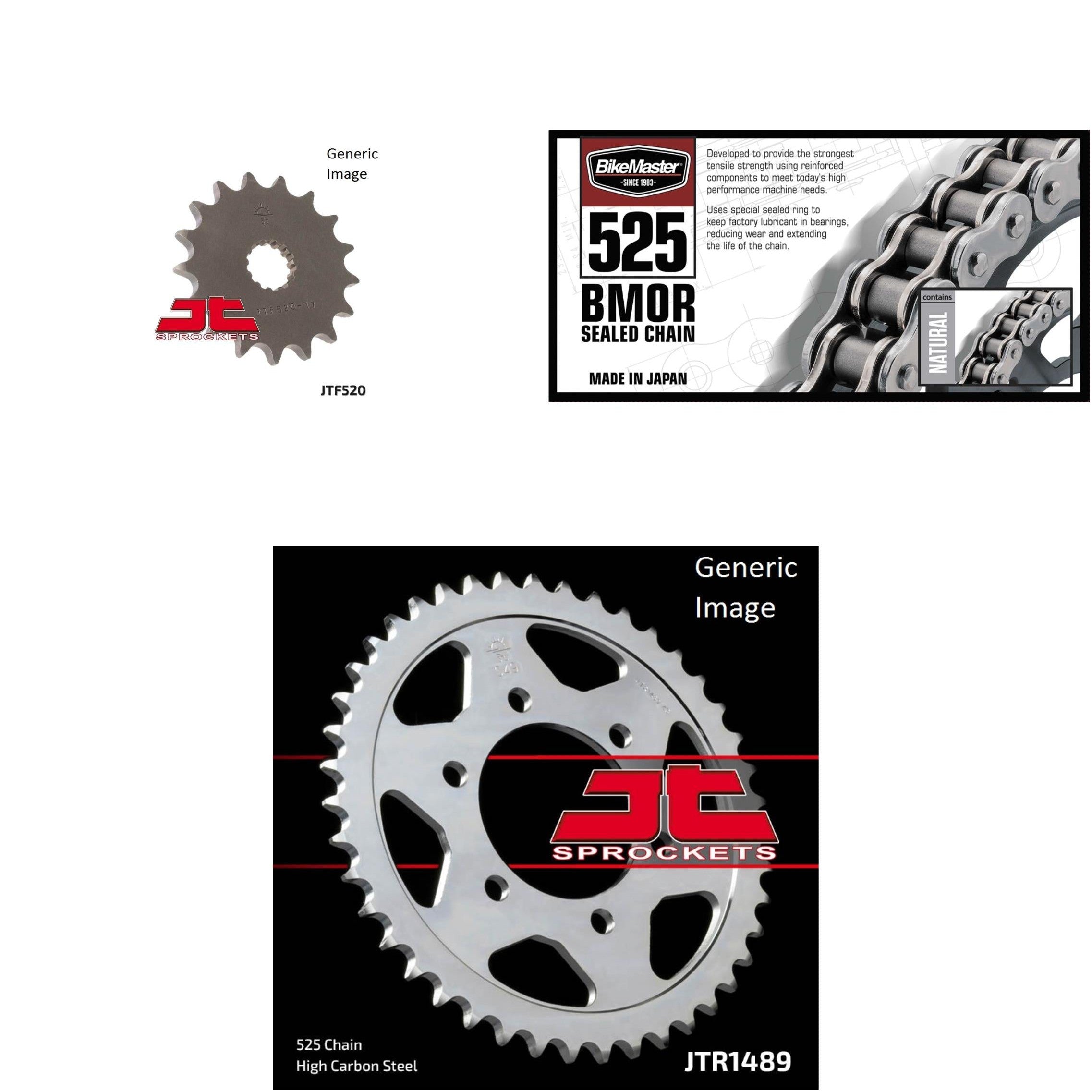 525 BMOR Chain Nat,Front & Rear Sprocket Kit KAW ZX750P Ninja ZX-7R 1996-2004