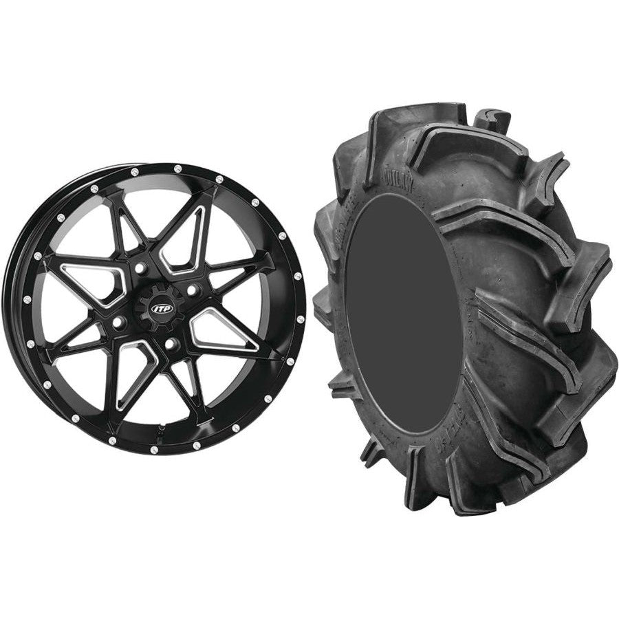 Set of 2 Mounted Wheel and Tire Kit Wheel: 14x7 5+2 4/110 Tire: 28x9-14 6 Ply