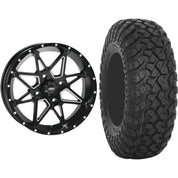 Set of 2 Mounted Wheel and Tire Kit Wheel: 14x7 2+5 4/110 Tire: 28x10-14 8 Ply