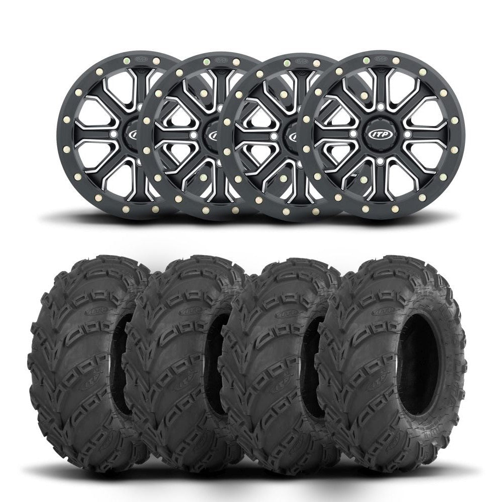 ITP Velocity Inertia 14" Matte Black Wheels And Mud Lite Tires [28x10-14]
