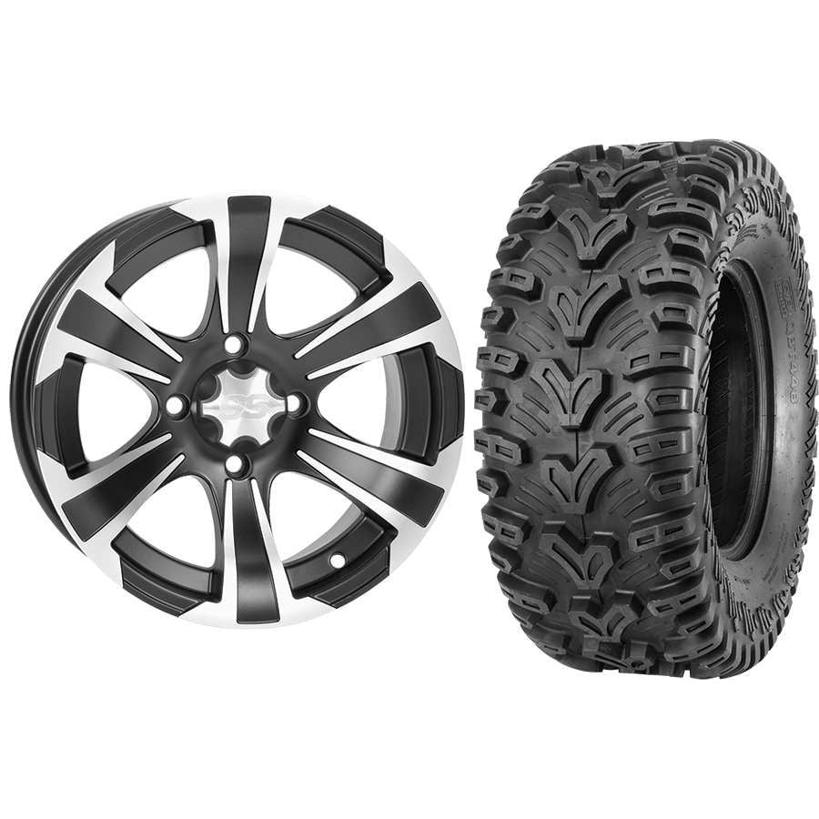 Set of 2 Mounted Wheel and Tire Kit Wheel: 14x8 3+5 4/110 Tire: 28x10-14 6 Ply