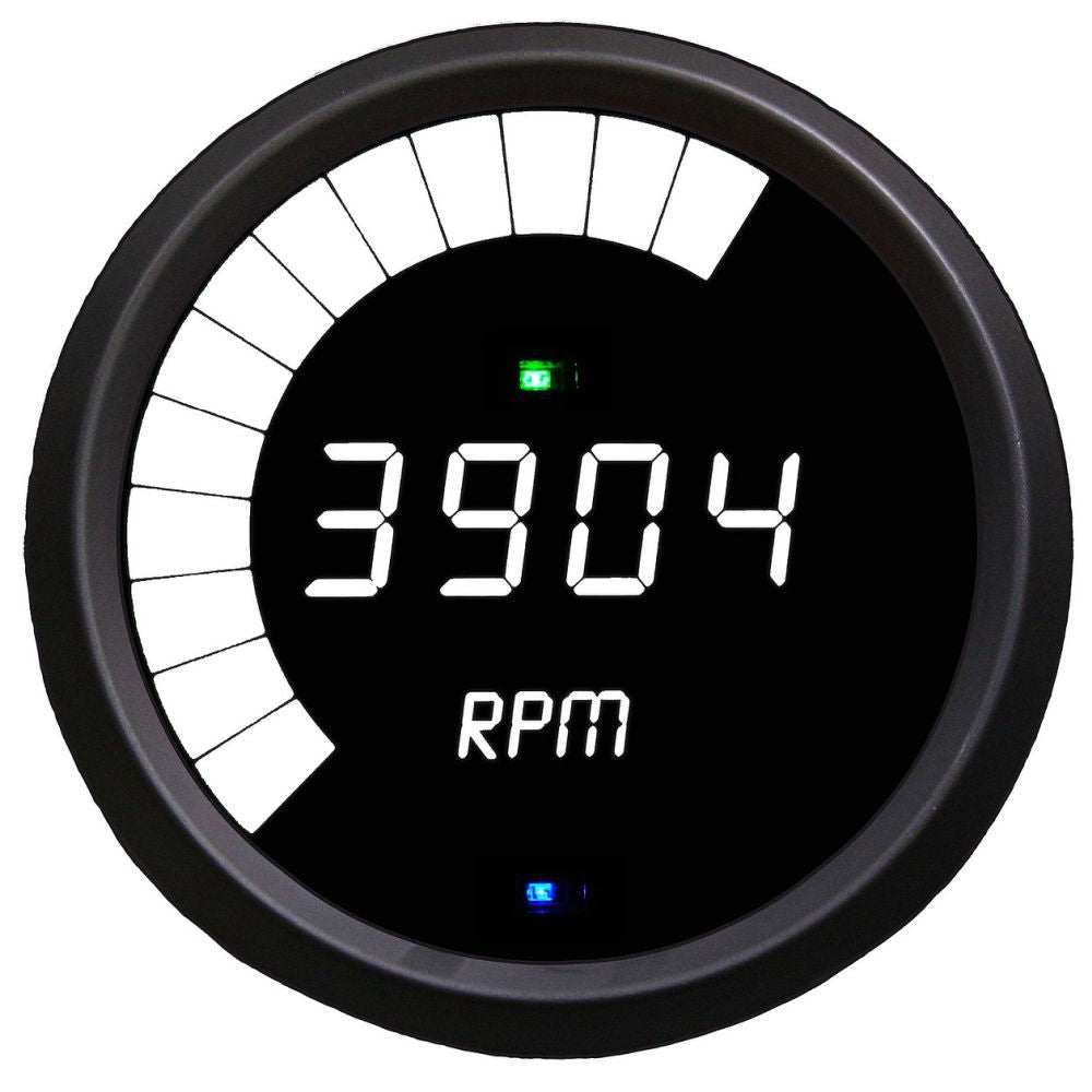 Intellitronix Tachometer Multi-Function LED Digital Programmable in Black Bezel - White