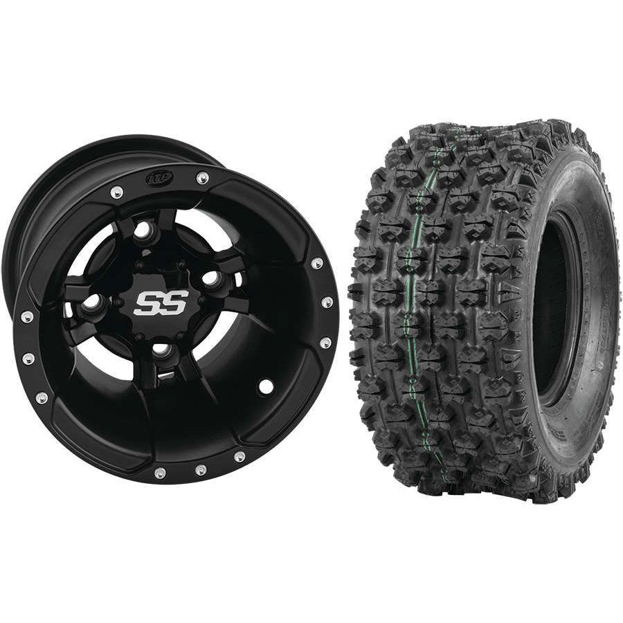 Set of 2 Mounted Wheel and Tire Kit Wheel: 9x8 3+5 4/115 Tire: 20x10-9 4 Ply