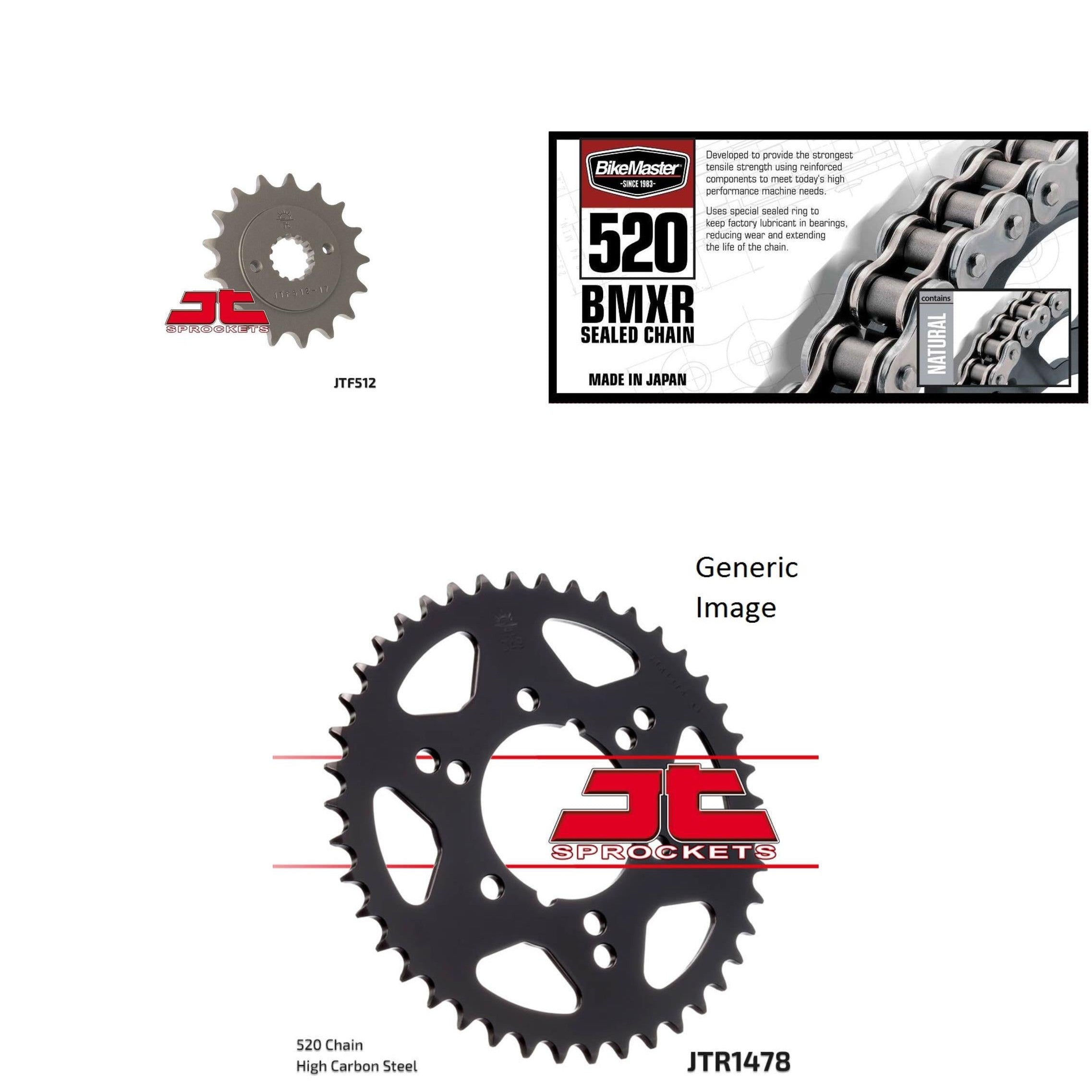 520 BMXR Chain Natural, Front & Rear Sprocket Kit KAWASAKI ZX550 GPZ 1984-1986
