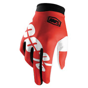 100% Men's iTrack Gloves Fire Red/White S - 10002-003-10
