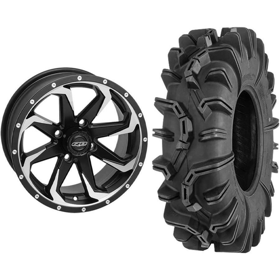 Set of 2 Mounted Wheel and Tire Kit Wheel: 14x7 5+2 4/110 Tire: 27x10-14 6 Ply