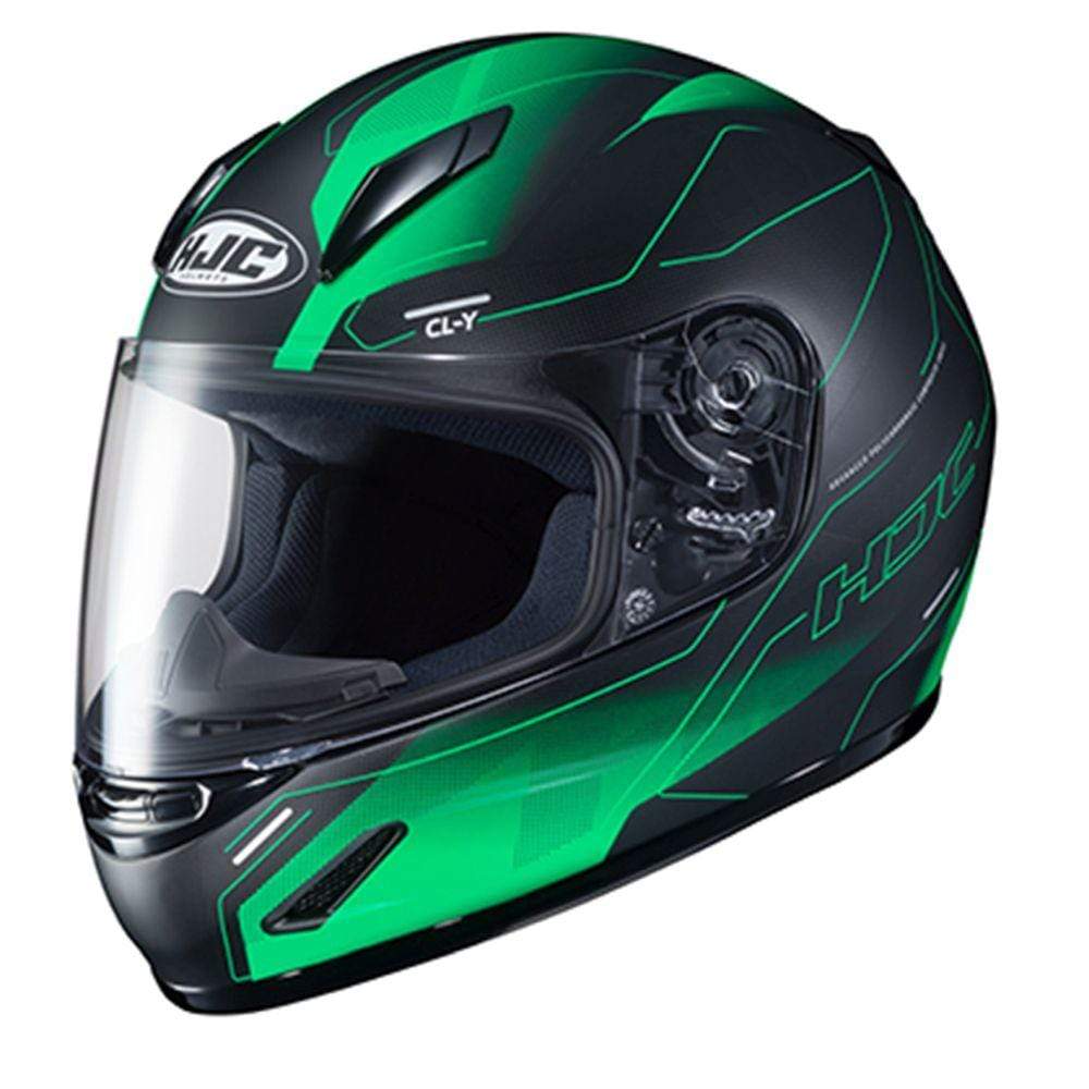 HJC Helmets LG / Black/Green HJC CL-Y Taze Full-Face Youth Street Helmet