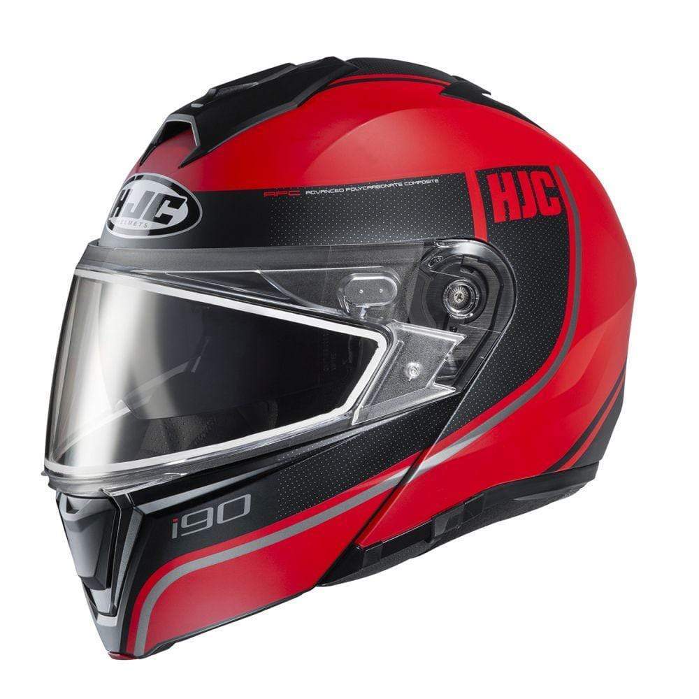 Red HJC i90 SN Davan Modular Snow Helmet Dual Lens Shield