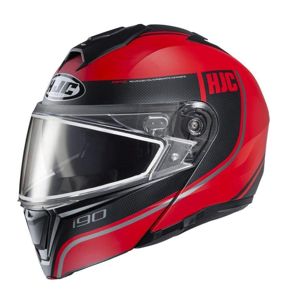 HJC Helmets MD / Black/Red HJC i90 SN Davan Modular Snow Helmet Dual Lens Shield