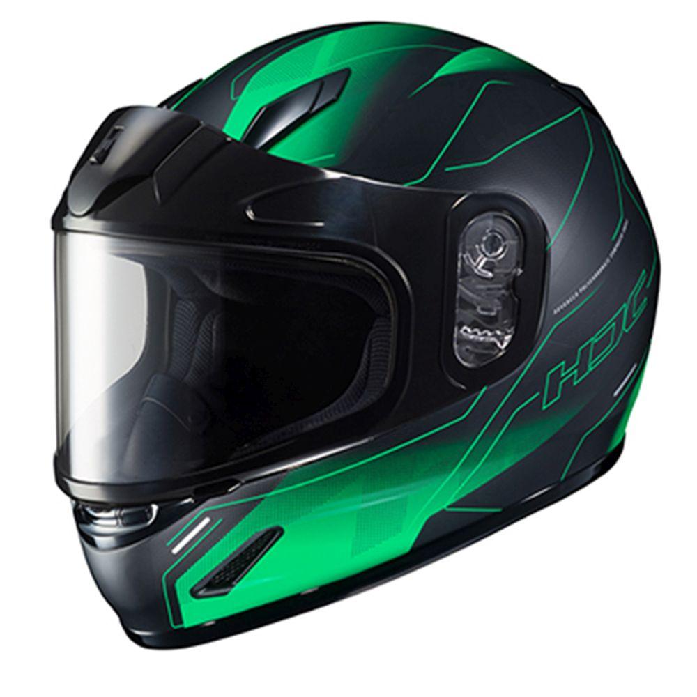 HJC Helmets SM / Black/Green HJC CL-Y SN Taze Full-Face Youth Snow Helmet