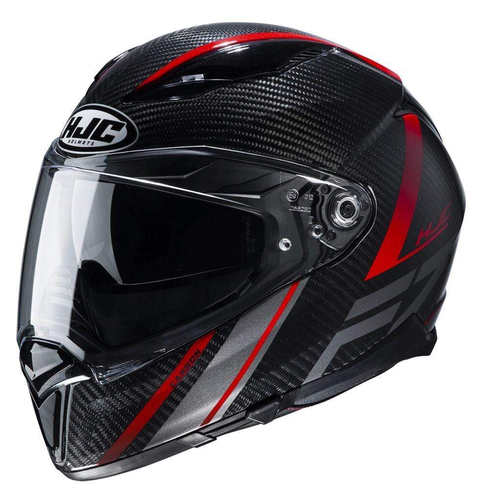 HJC Helmets XL / Black/Red HJC F70 Carbon Eston Full-Face Street Helmet