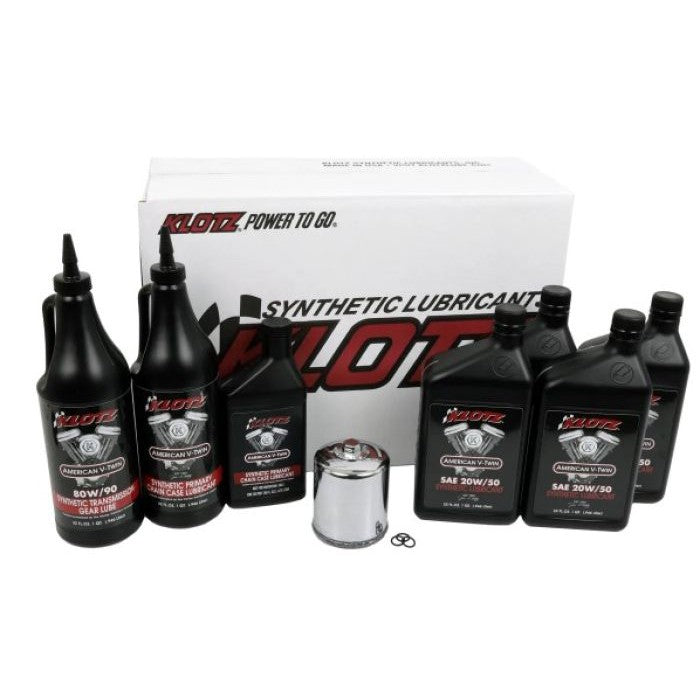 Klotz Premium 20W/50 4 Quart Synthetic Oil Change Kit For Harley-Davidson Twin Cam