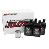 Klotz Basic 20W/50 4 Quart Synthetic Oil and Chrome Filter Kit For Harley-Davidson Evolution Big Twin