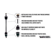 Tytaneum Drivetrain Tytaneum OE Style Front/Rear CV Axle Set For 2007-2008 John Deere Gator XUV 850D 4x4 Diesel Green To 030658 Serial Number