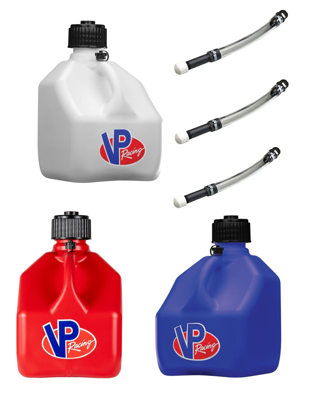 VP Racing Fuels 3 Gallon Jugs 3pk Red White And Blue With Hoses
